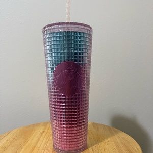 Starbucks pink grid tumblr